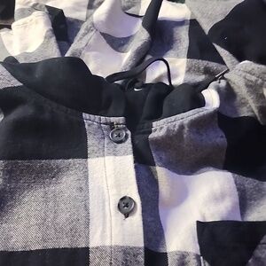 Flannel hooded shacket